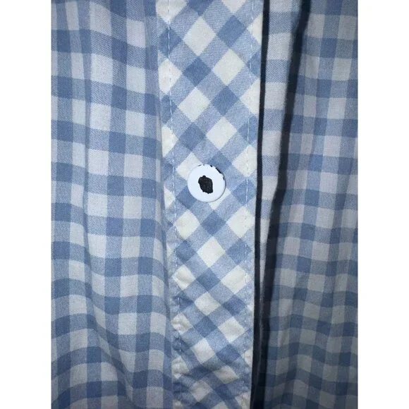 Vintage Kelly Reed Blue Gingham & Polka Dot House Dress With Pockets Size Large - Picture 6 of 8